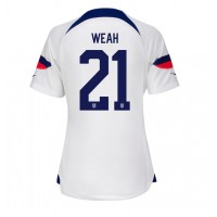 United States Timothy Weah #21 Replica Home Shirt Ladies World Cup 2022 Short Sleeve